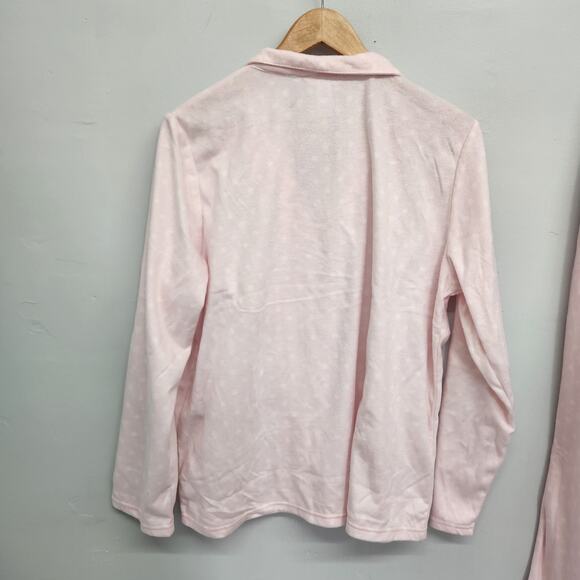 Adonna Long Sleeve 2-pc. Pant Pajama Set XL Pink White Polka Dot - Picture 8 of 14